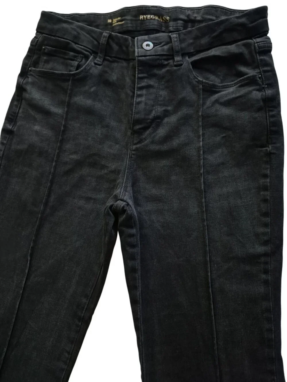 Ryegrass High-Waisted Flare Front Seam Black Jeans Size 10